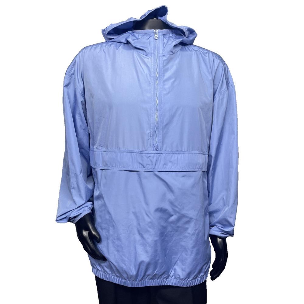 Gap Anorak Men L/XL Upcycled Packable Rain Windbreaker Jacket Periwinkle Gorp